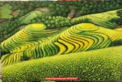 Tranh sơn dầu tây bắc ruộng bậc thang mùa lúa chín đẹp ý nghĩa