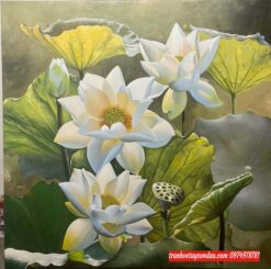 Tranh hoa sen , tranh vẽ hoa sen Sv21