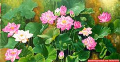 Tranh hoa sen tranh vẽ tay sv23
