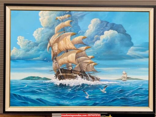 Tranh thuận buồm xuôi gió tranh sơn dầu sv30