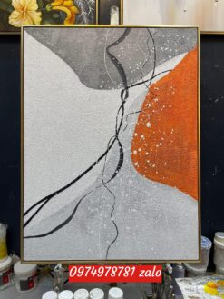 Tranh trừu tương gam tông đỏ ấm SV241